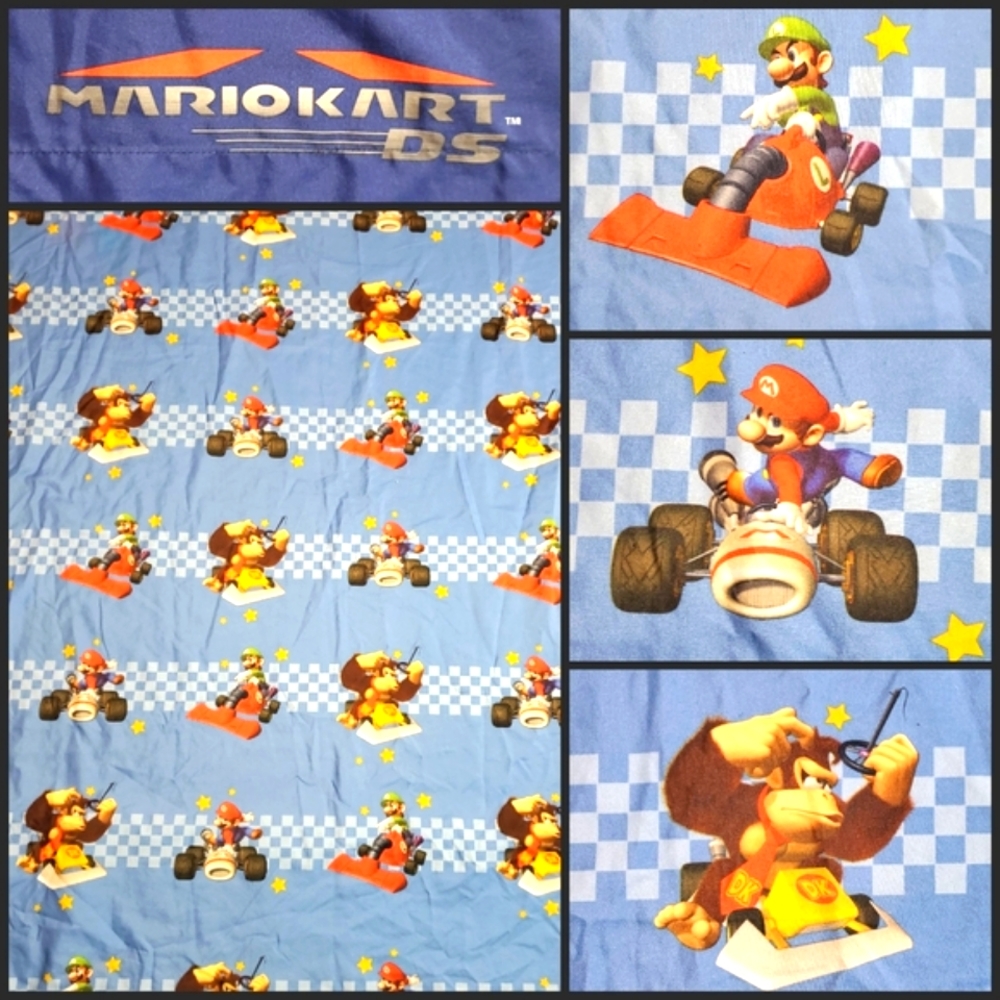 Nintendo Mario Kart DS - Two Flat Twin Bed Sheets Mario Luigi Dk Donkey Kong